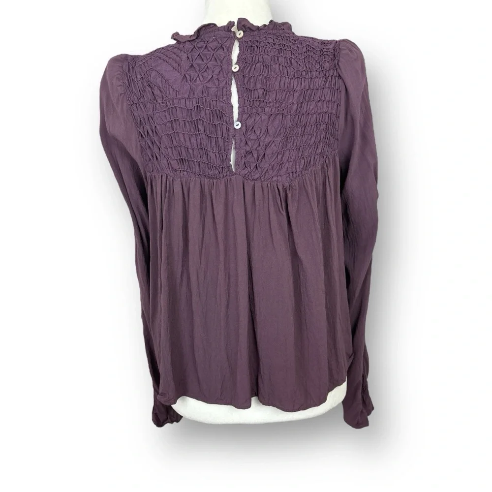 Free People smoked long sleeve mock top purple grape size L